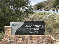 Sign on Highway 76 at the entrance to Wilderness Gardens Preserve.